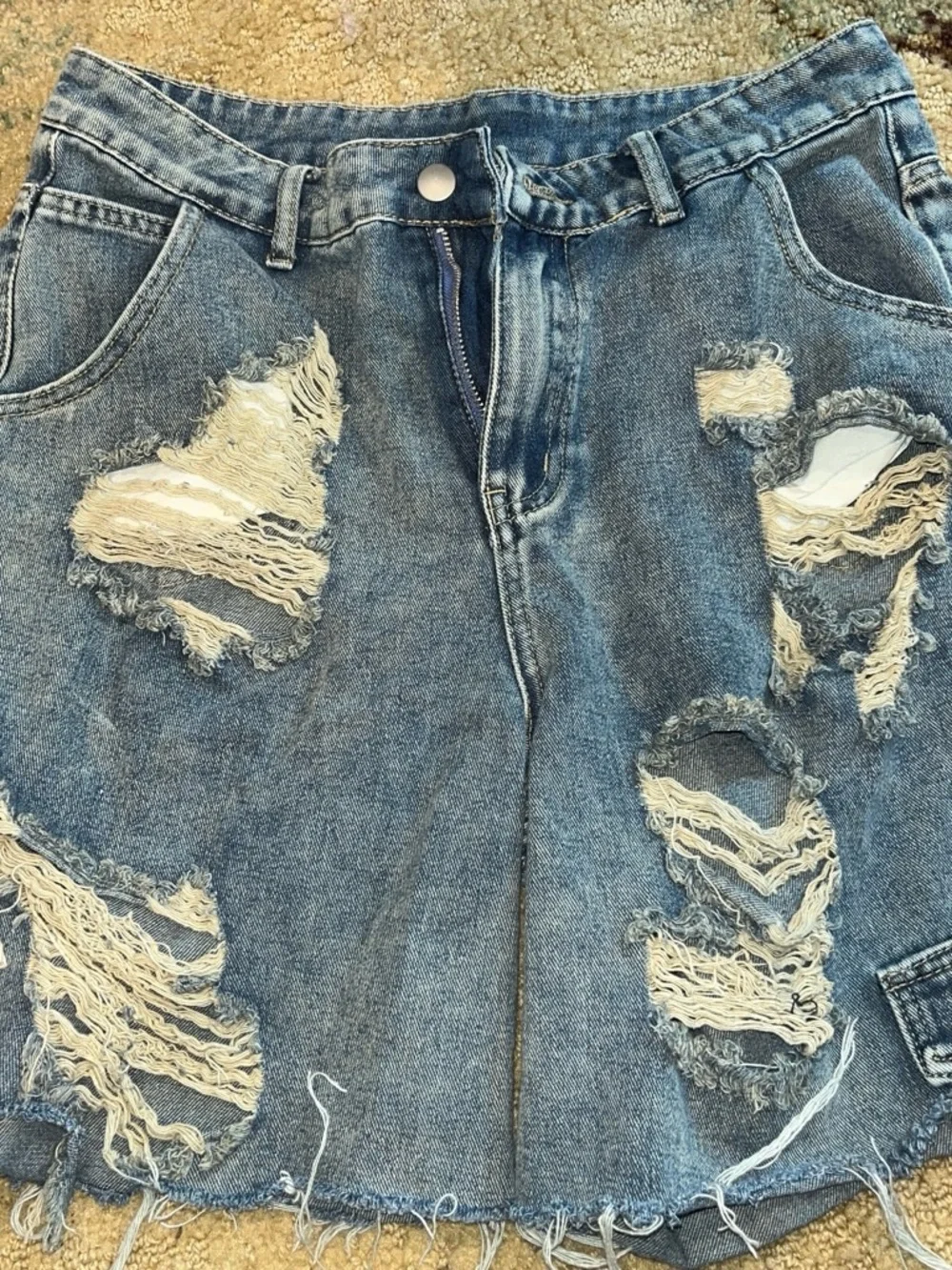 Women’s Distressed Blue Denim Jean Shorts